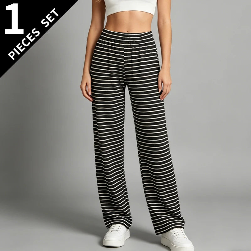 Ladies' Summer Striped Pants Youth Casual Versatile Sports Try Fashionable And Trendy Loose Pants Home Walking Pants
