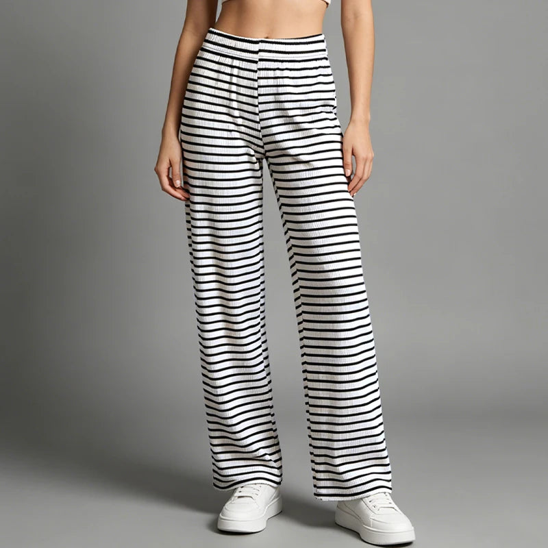 Ladies' Summer Striped Pants Youth Casual Versatile Sports Try Fashionable And Trendy Loose Pants Home Walking Pants