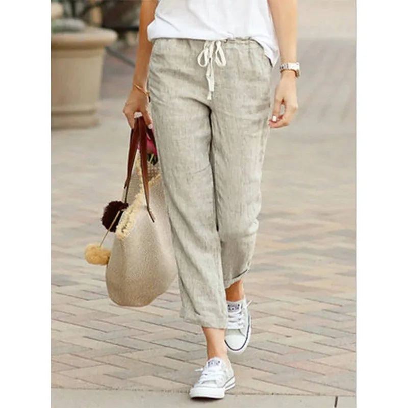 Autumn Cotton Women's Pants Y2K Black Drawstring Elastic Waist...
