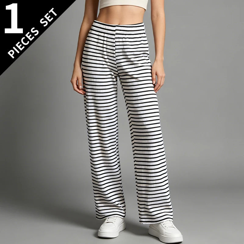 Ladies' Summer Striped Pants Youth Casual Versatile Sports Try Fashionable And Trendy Loose Pants Home Walking Pants