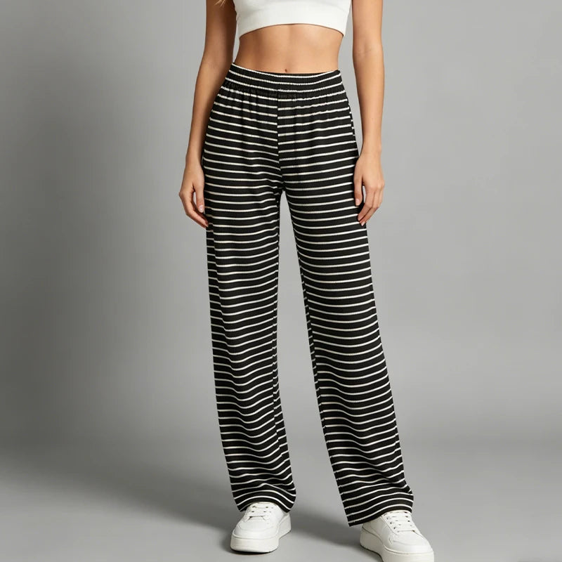 Ladies' Summer Striped Pants Youth Casual Versatile Sports Try Fashionable And Trendy Loose Pants Home Walking Pants